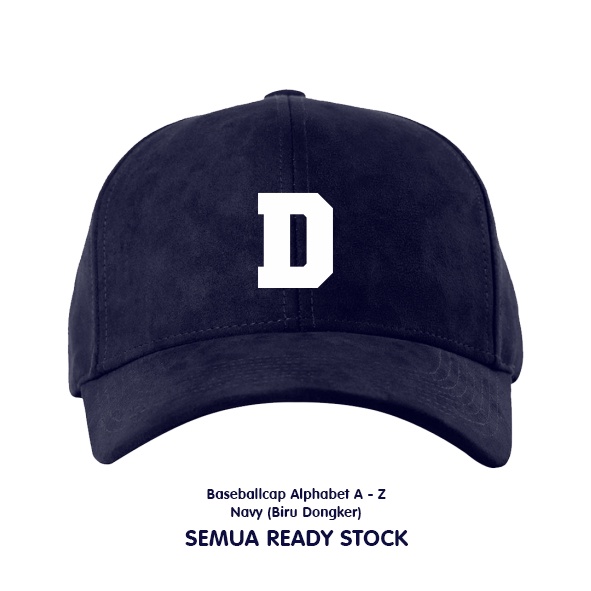 Topi Baseballcap Abjad Huruf Teks Alphabet A B C D E F G H I J K L M N O P Q R S T U V W X Y Z Navy