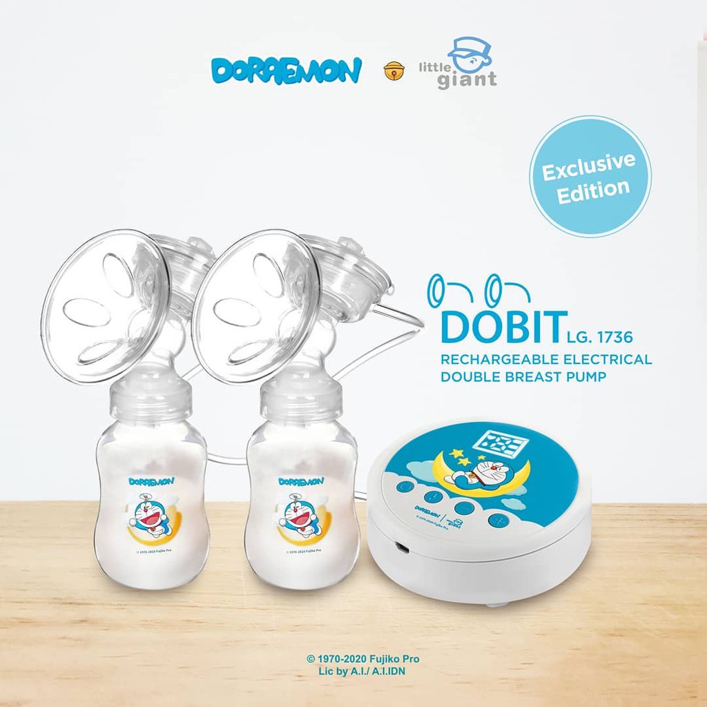 Little Giant Dobit Rechargeable Electrical Double Breast Pump (Doraemon Series) - LG. 1736 Pompa Asi