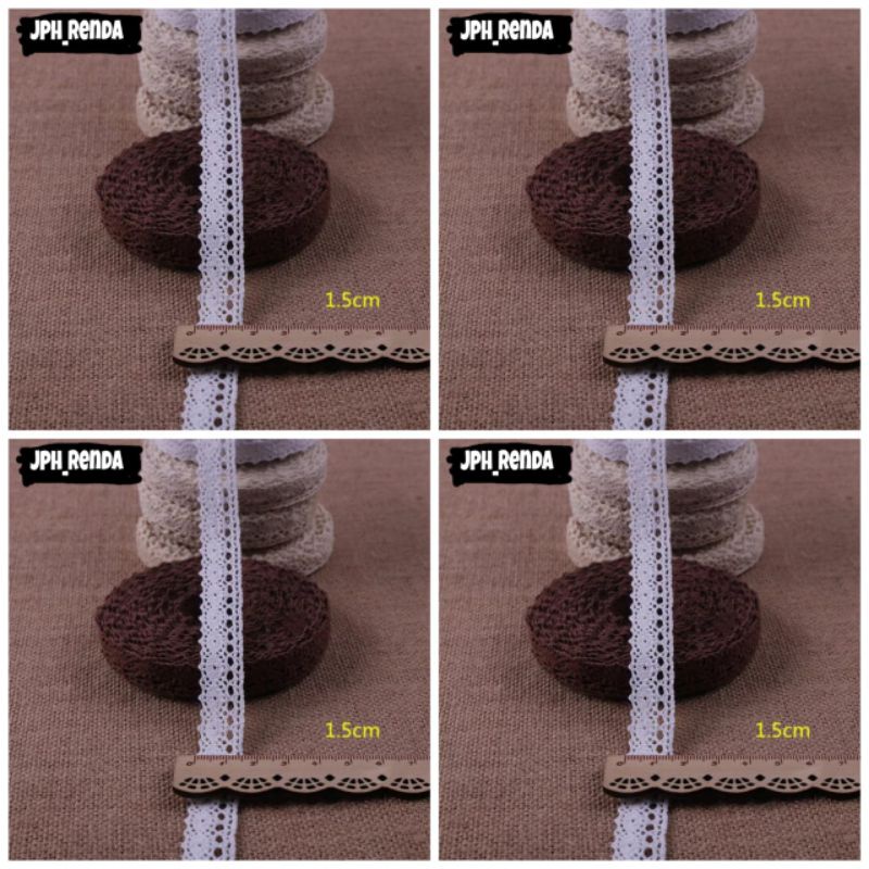 

(isi 10yard) renda rajut lebar 1,5cm, renda rajut kerang