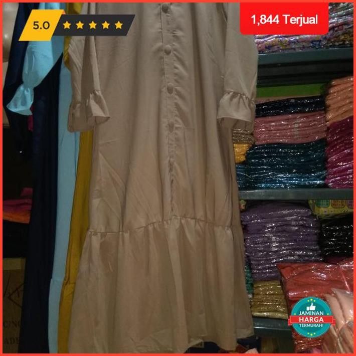 Gamis Wolfis Aeesha Dress Wolpeach Polos - Hitam Limited