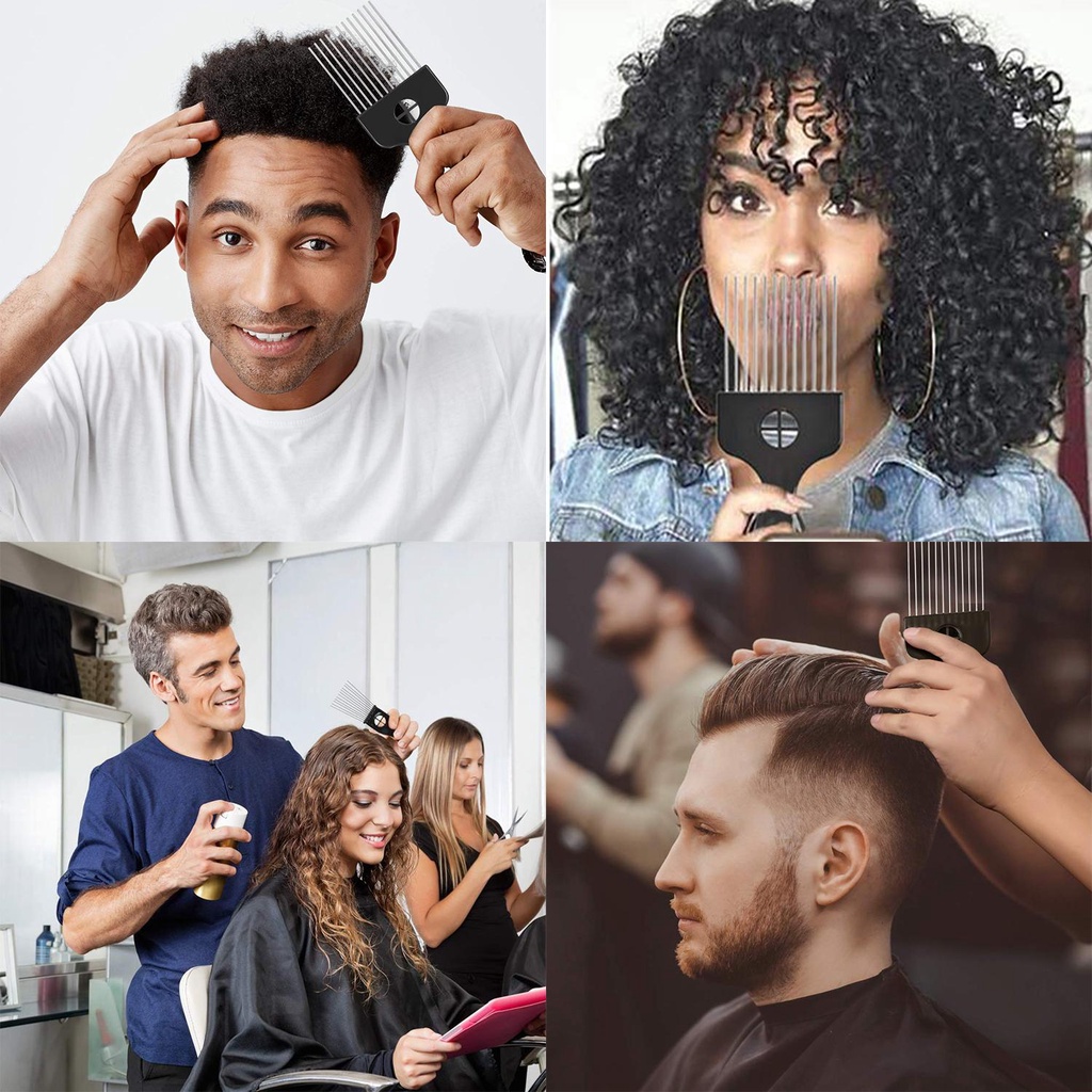 R-FLOWER Afro Pick Sisir Rambut Keriting Awet Wanita Dan Pria Afro Hair