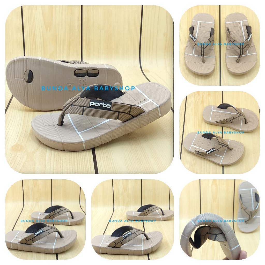 Sendal Anak Laki Jepit Usia 6 7 Tahun Karet KREM - Sandal Jepit Anak Cowok Anti Slip PORTO Alas Karet Size 31