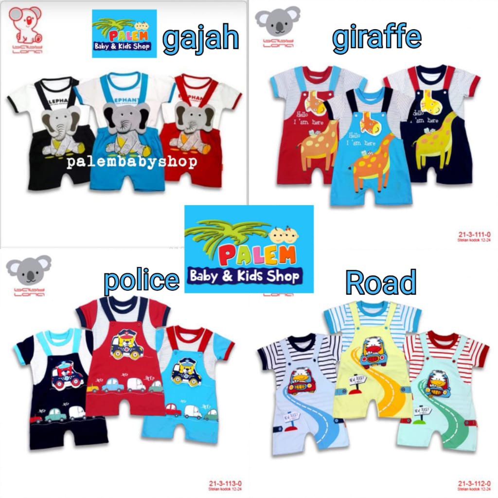 baby lona setelan jumper fashion boy lengan pendek 3-24 bulan