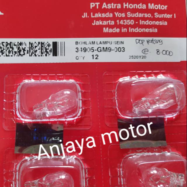 bohlam dop tancap lampu reting t13 original Honda