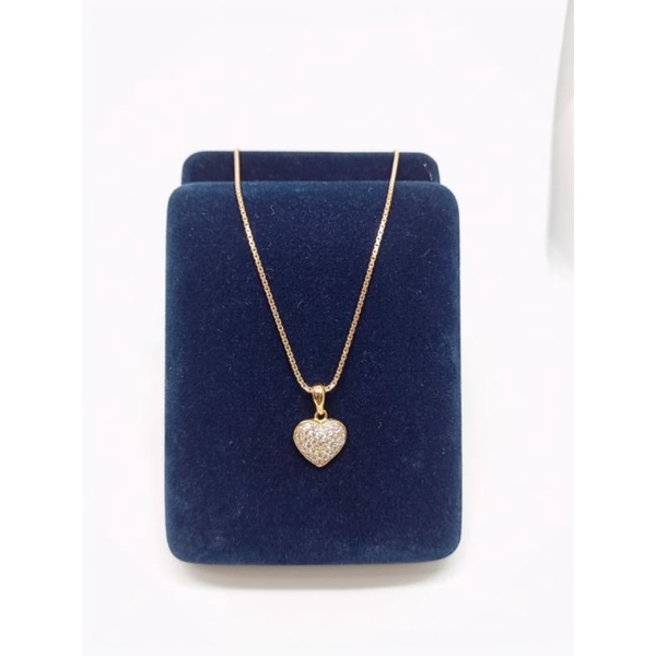 KALUNG PERAK ASLI 925 LAPIS EMAS/KALUNG SANTA+ LIONTIN LOVE/KALUNG ASLI SILVER/KALUNG FASHION WANITA