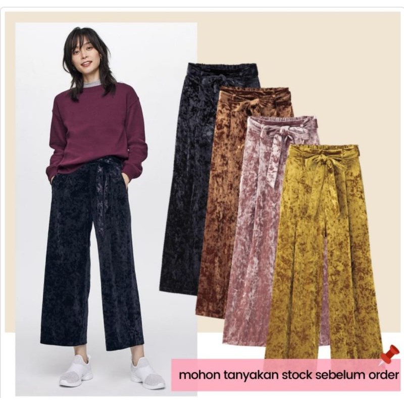 KULOT UNIQL* GU VELOUR PANT ( NO BELT) FASHION CEWEK