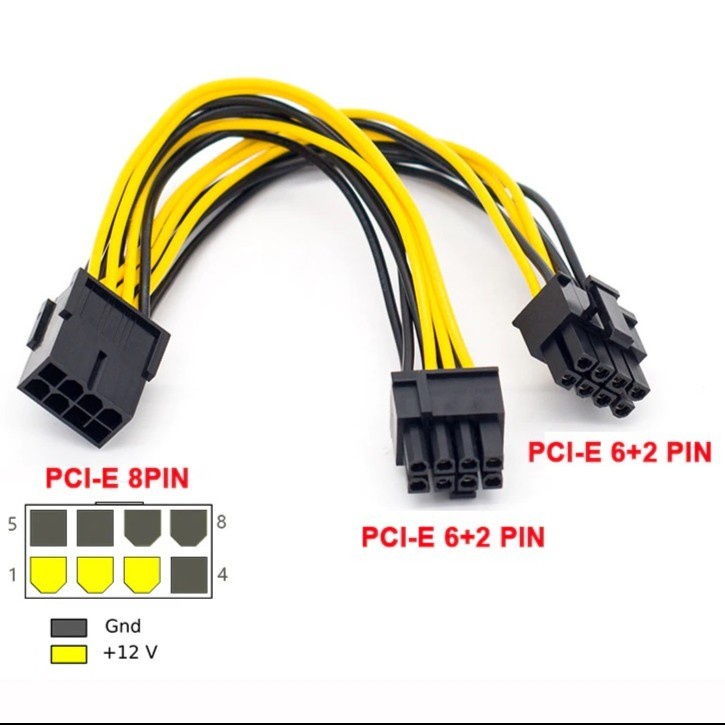 KABEL PCIE 8 PIN TO DUAL 8 PIN 6+2 POWER SPLITTER VGA PCI E