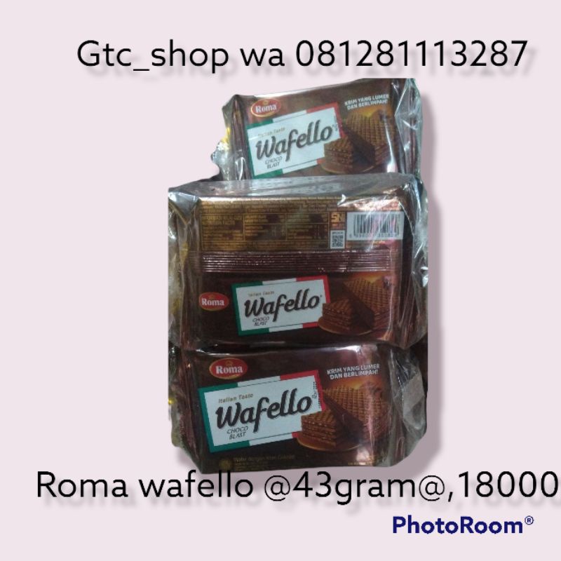 

Roma wafello 43 gram cokelat 1box isi 10pcs