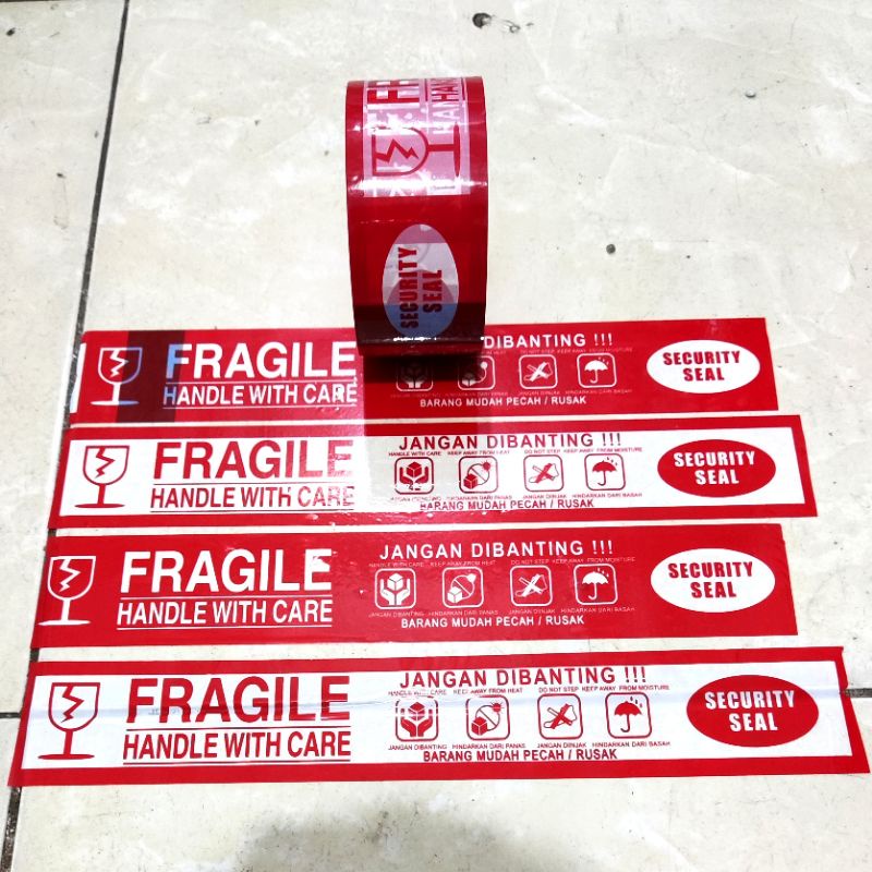 lakban fragile, lakban pecah merah/putih, security Seal