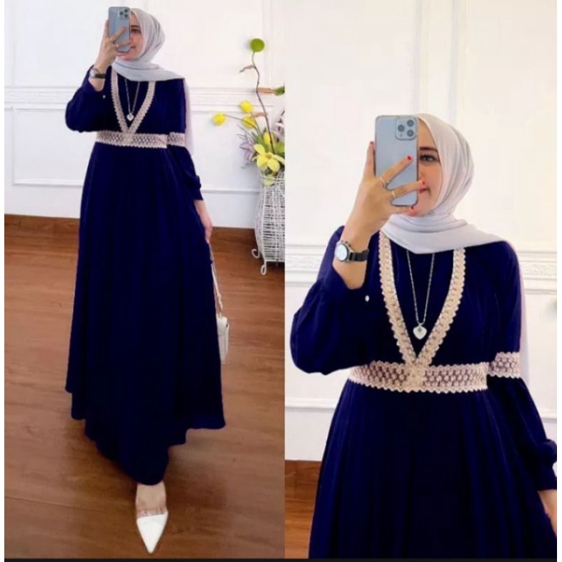 invinov - Baju Gamis Wanita Busui Ceruty Premium All Size