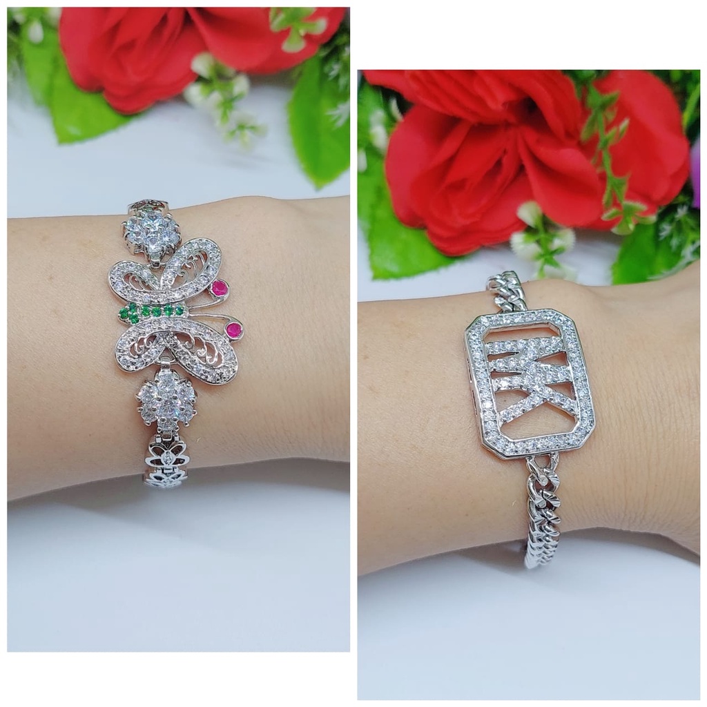 Gelang perhiasan xuping permata kupu dan M&amp;K