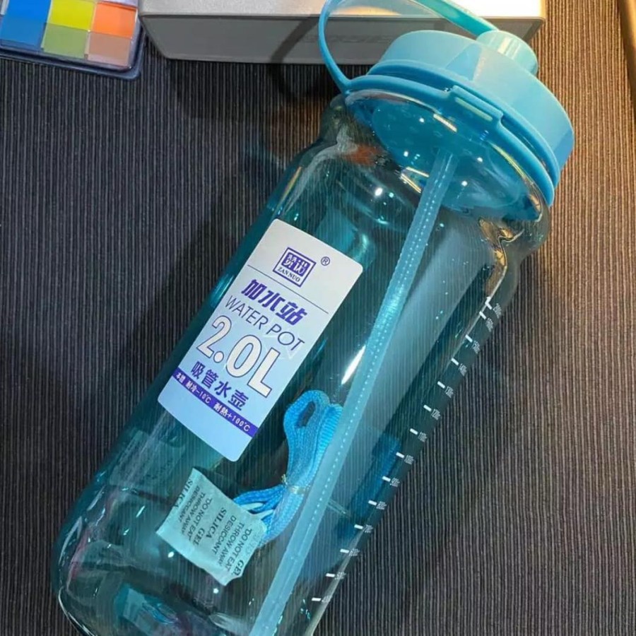 Botol Minum Jumbo 2 Liter 2000 ml Anti Tumpah Tahan Panas Murah MBCNR- Merah
