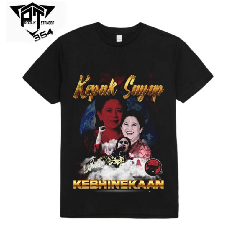 KAOS BAJU PUAN MAHARANI - TSHIRT OVERSIZE KEPAK SAYAP KEMERDEKAAN VINTAGE MEME LUCU - HITAM PRIA WAN