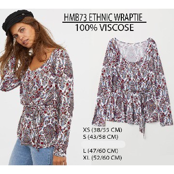 Blouse Wanita Menyusui Lengan panjang Batik (HMB73 WRAP ETHNIC)