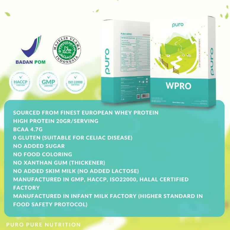 Puro Wpro Whey W Pro Protein 300 Gram Gr 10 Serving Susu Protein Grass Fed Protein Gym Low Fat Puro