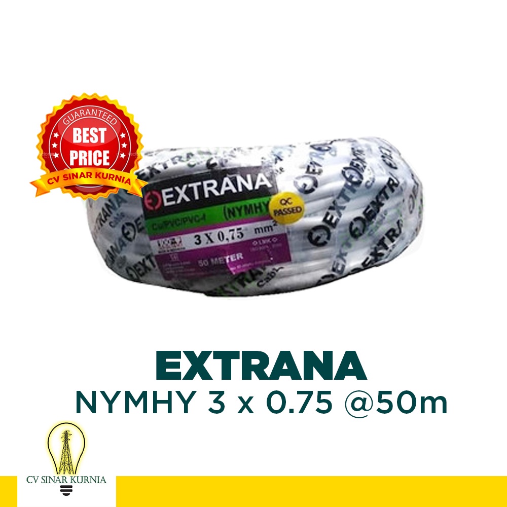 Kabel Listrik NYMHY 3x0,75mm 50M EXTRANA| EXTRANA Kabel Serabut | SNI asli promo