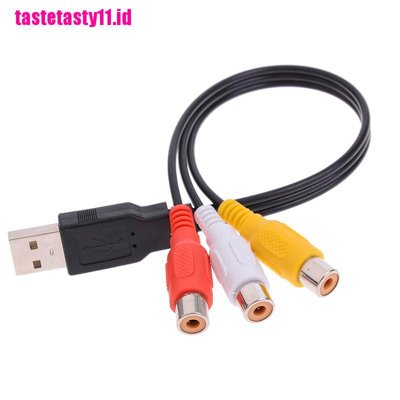 【TTID】USB male plug to 3 rca female adapter audio converter cable usb to rca