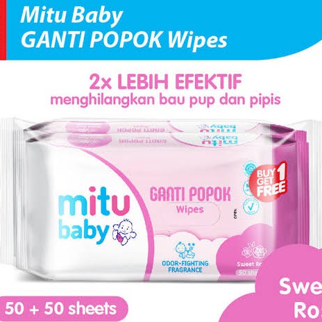 Mitu Baby Tissu Basah Bayi Beli 1 Gratis 1 [50+50] Sheet