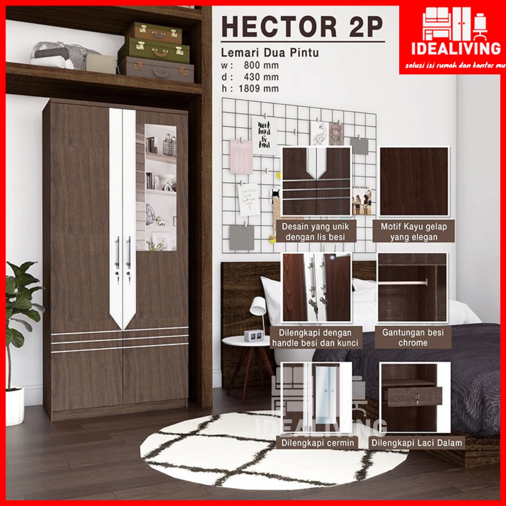 Lemari Kayu 2 Pintu/ Lemari Pakaian 2 Pintu/ Lemari Baju 2 Pintu