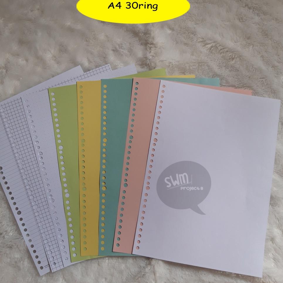 

➶Terbaru✭➶ A4 30ring - isi binder refill loose leaf kertas file filler color warna polos bergaris kotak titik 77 ➶