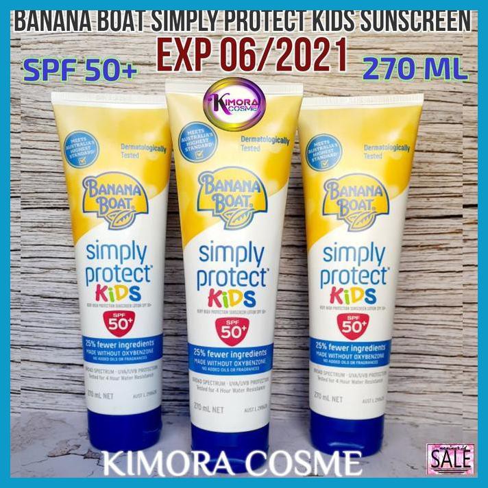 nadabsunblock- banana boat simply protect kids spf 50+ 260ml sunscreen -aslii.