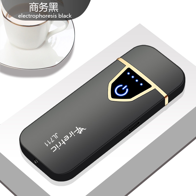 Korek Api Elektrik Fingerprint Touch Sensor - JL711 - Black