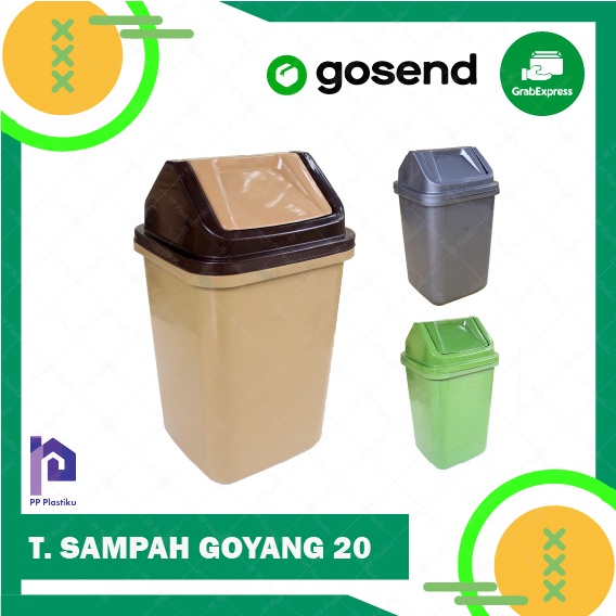 TEMPAT SAMPAH + TUTUP GOYANG 20 LITER [M] / TONG SAMPAH - PLASTIK