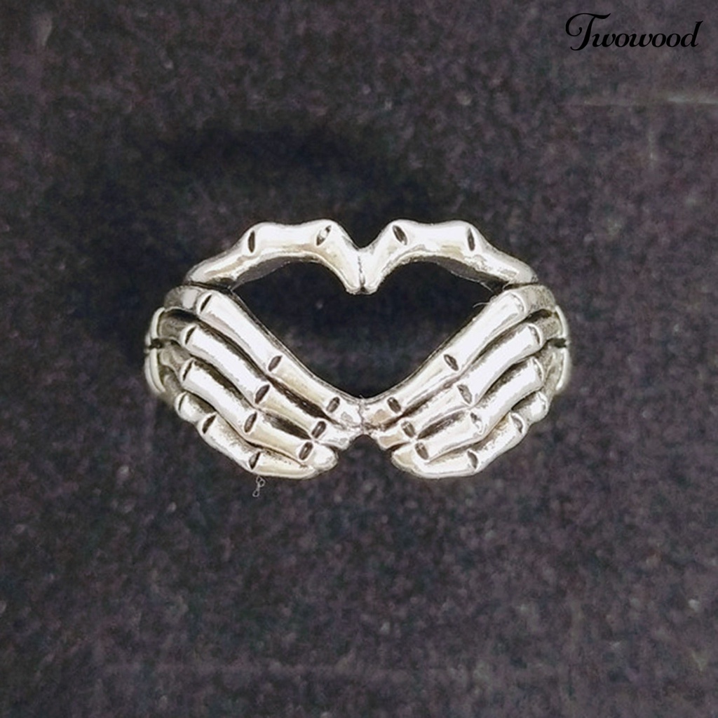 Cincin Bentuk Tangan Tengkorak Bahan Alloy Gaya Retro Hip Hop Untuk Unisex