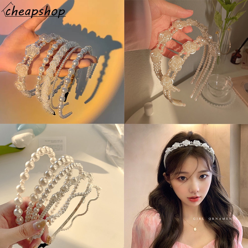 IFYOU Ikat Rambut Scrunchies Desain Mawar Camellia Aksen Mutiara Gaya Vintage Korea Untuk Wanita