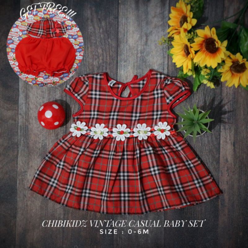 Baju Bayi New Born / Dress Bayi Chibikidz Vintage Casual Baby Set