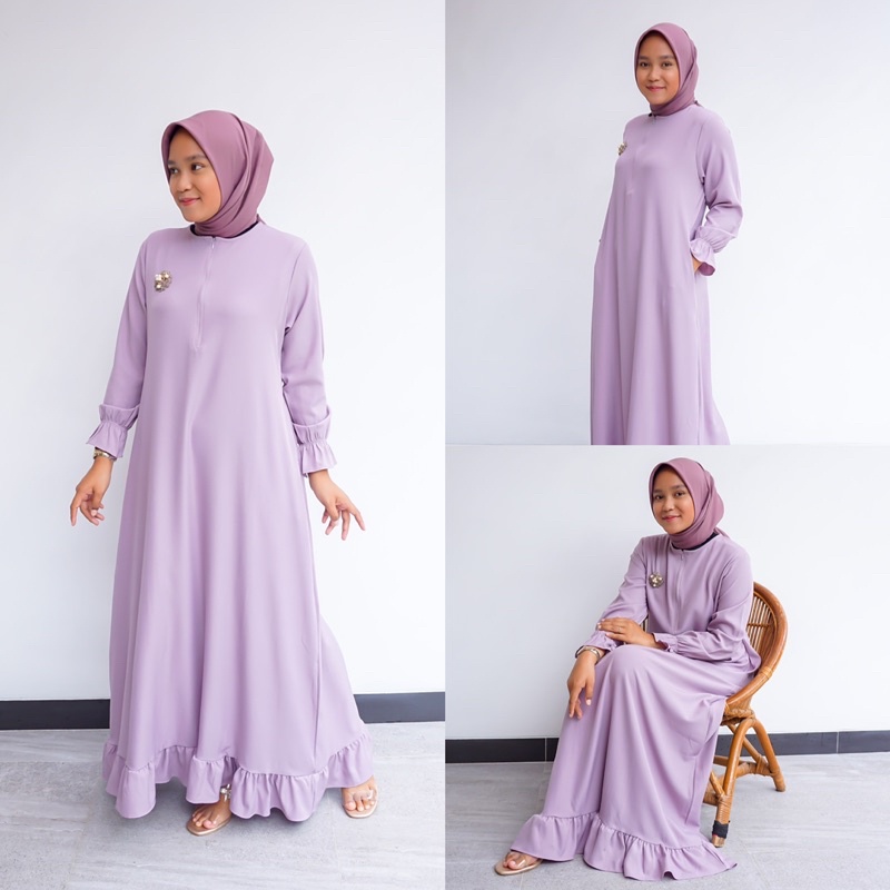 IZMA DRESS PAKAIAN GAMIS MUSLIM WANITA BUSUI DAN WUDHU FRIENDLY KEKINIAN TERBARU BAHAN SHAKILA PREMIUM DIJAMIN LEMBUT DAN ADEM SIZE FIT to L DAN XL TERMURAH BY ZENIC_ID BISA COD