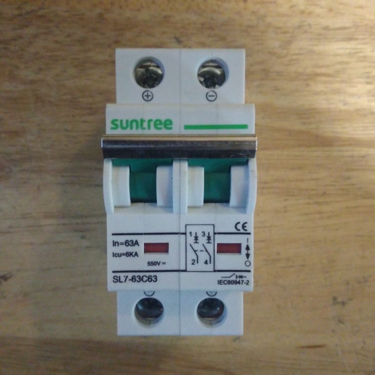 SUNTREE DC MCB 63A, 2 Pole, 550Vdc