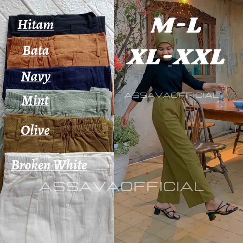 YUKA SLIM CULLOTE - KULOT LINEN HIGHWAIST - LEA PANTS CELANA KULOT LINEN HIGHWAIST PREMIUM - CELANA PANJANG WANITA - CELANA KULOT