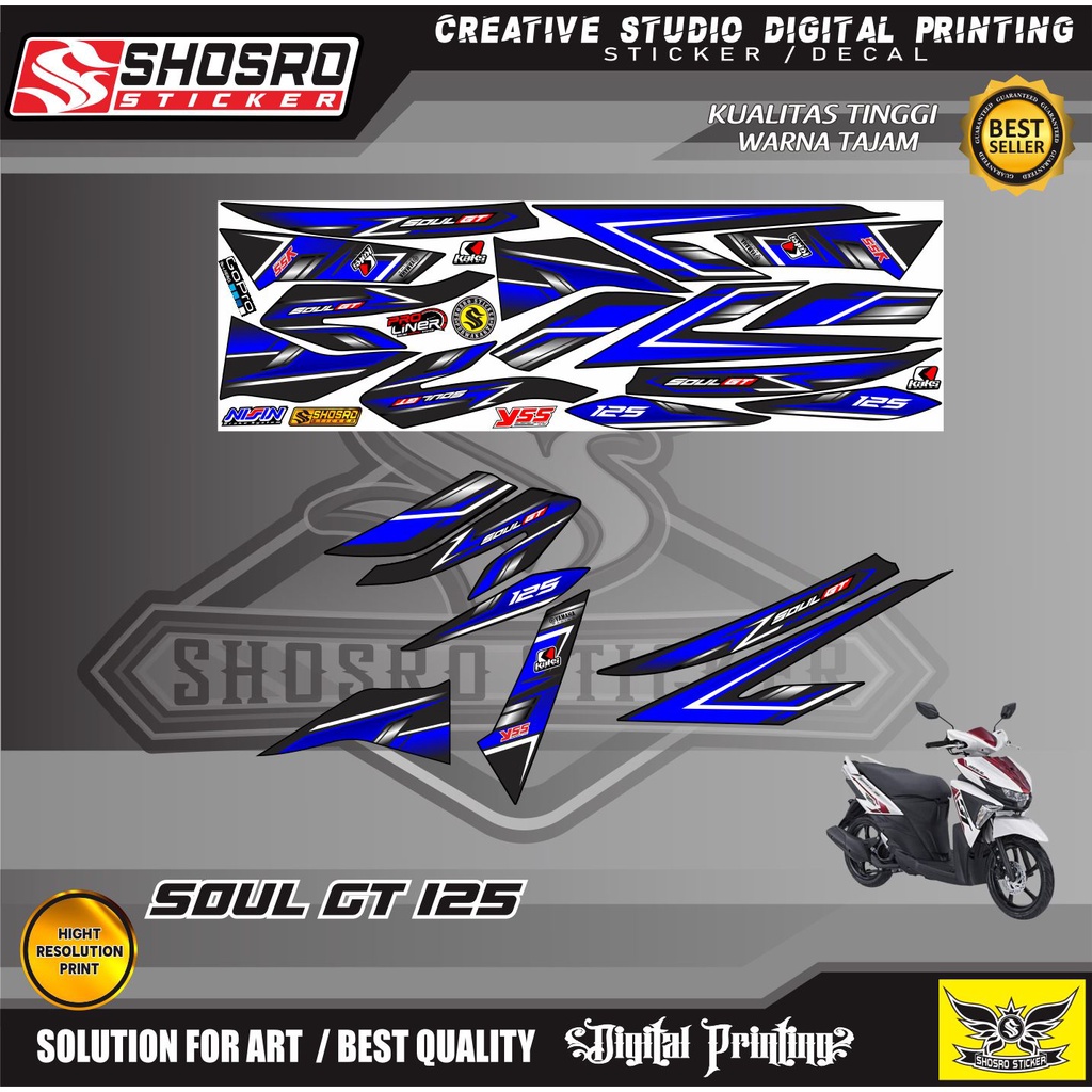 COD / VARIASI MOTOR YAMAHA MIO SOUL GT 125  STRIPING/STIKER NEW STYLE BIRU