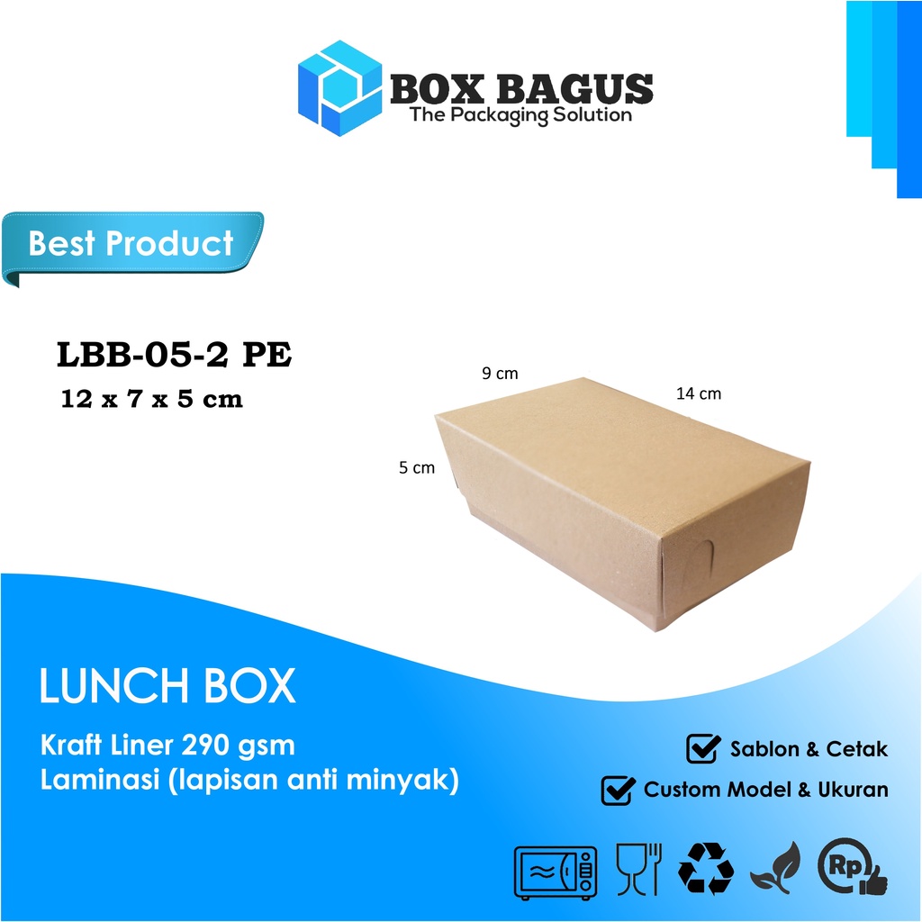 LUNCH BOX (S) DUS KOTAK HAMPERS MAKANAN KUE SNACK 12x7x5 cm PAPER KRAFT 290 gsm LAMINASI