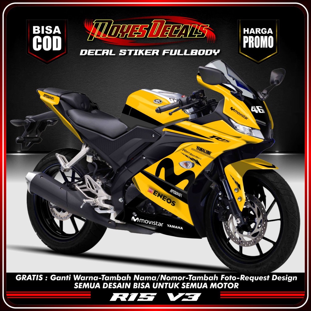 Stiker Decal R15 V3 Motif Decal r15 V3 Movistar Cool Rider