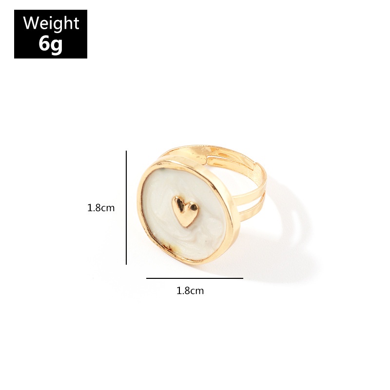 Cincin Adjustable Desain Bulan Dan Hati Bahan Alloy Gaya Minimalis Untuk Wanita