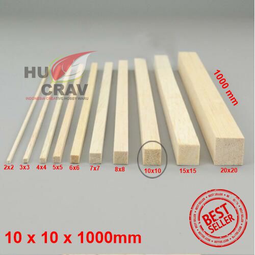 

Balsa Stik 10mm x 10mm x 1000mm Panjang 1m balsa tick kayu maket 10x10 mm