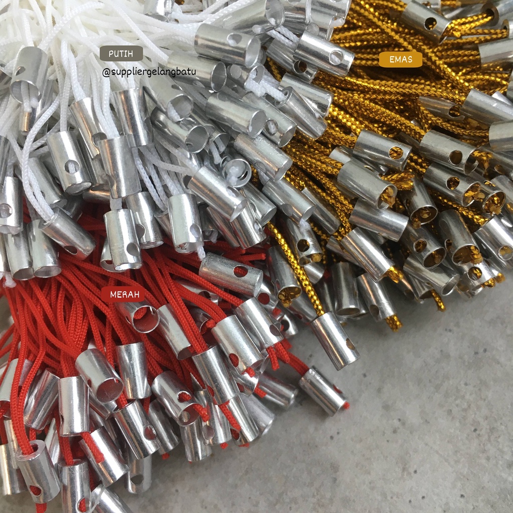 Bahan Gantungan Kunci tali HP Handphone Strap per biji grosir MERAH PUTIH GOLD
