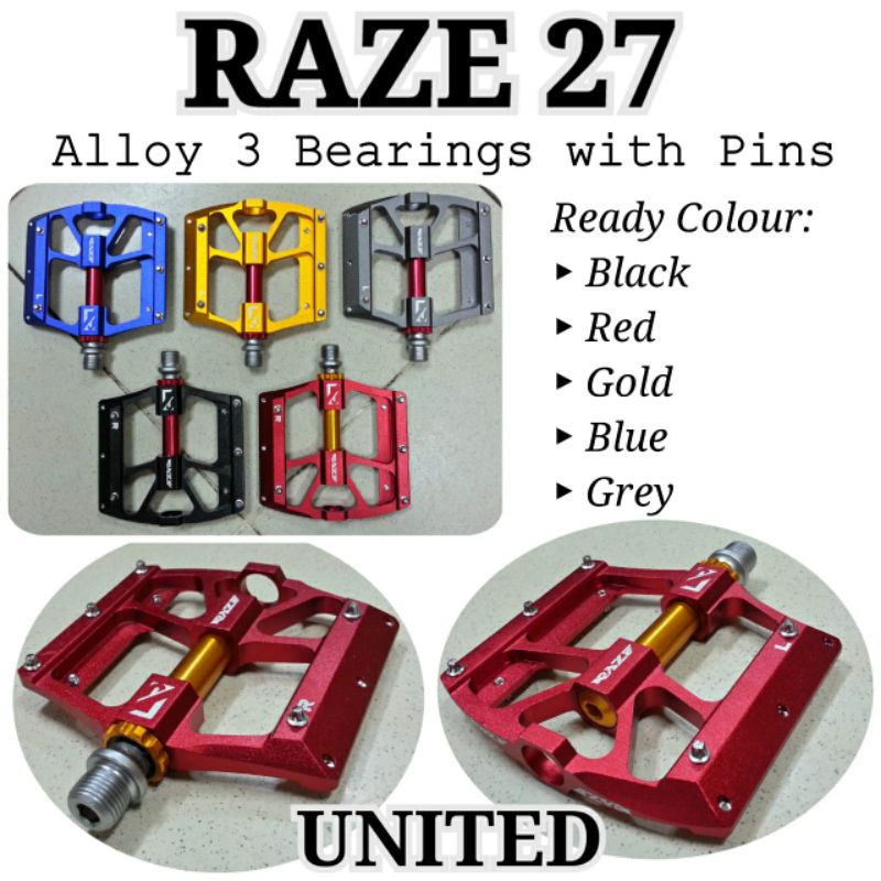 pedal sepeda mtb raze 27 bearing loncer alloy warna