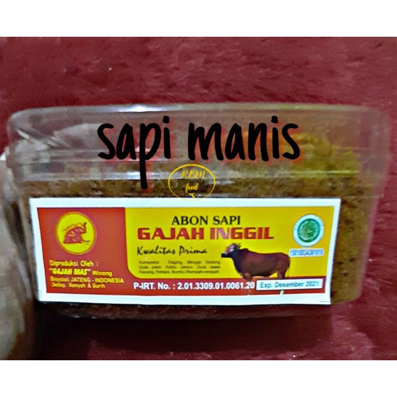 

Abon sapi Asli boyolali kwalitas prima 250gram cap Gajah Inggil Packing super Aman (sapi &ayam rasa