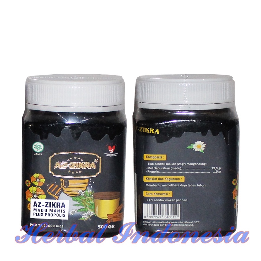 Madu Az-Zikra Hutan Manis 500 gram | AZ Zikra Madu Manis PLUS PROPOLIS BPOM Kemasan Baru Original