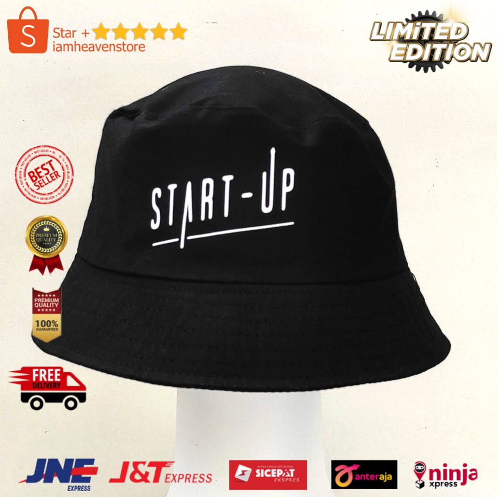 TOPI BUCKET HAT SANDBOX START-UP SERIES DRAKOR KOREA BUKETHAT STARTUP WARNA HITAM BUKET WANITA KOREA