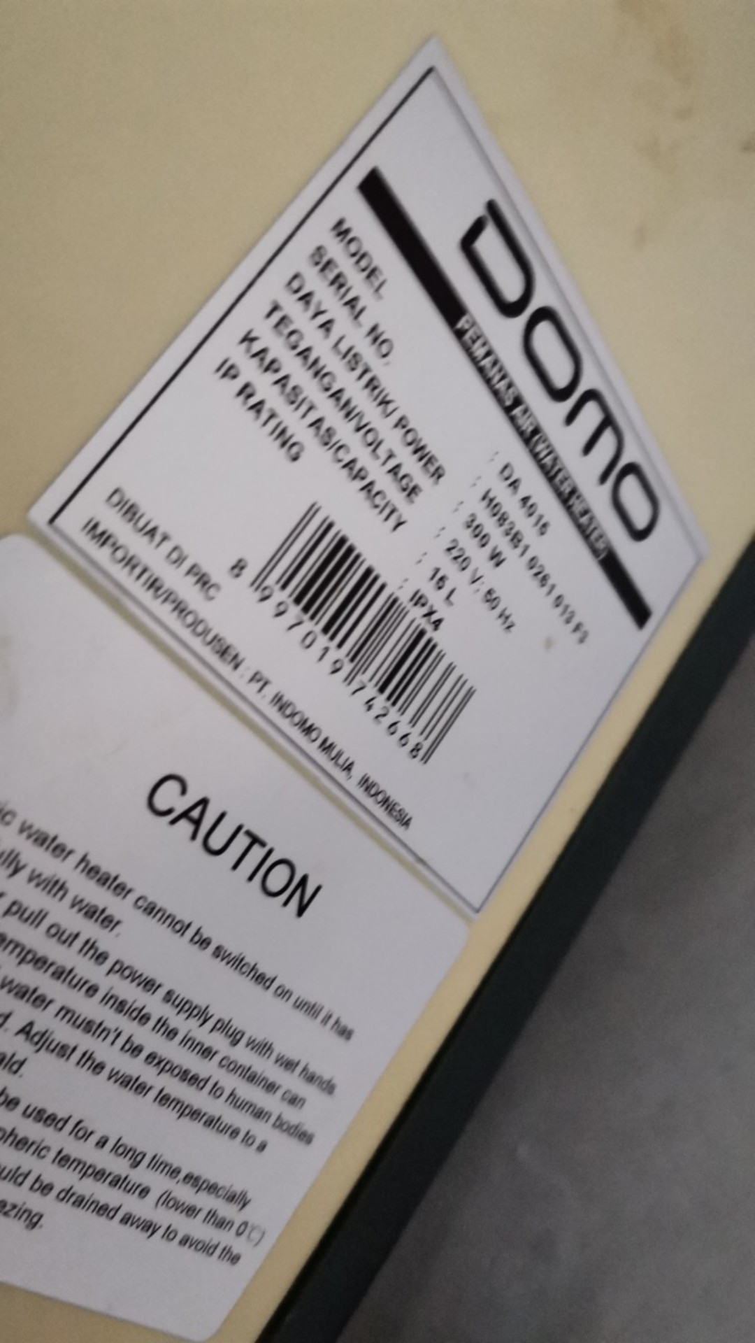 Water Heater Storage Listrik Domo Da 4015 15 Liter 350 Watt