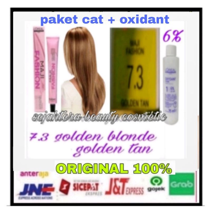 pewarna rambut cat rambut loreal majirel maji fashion  7.3 ( golden tan) +oxidant  75ml