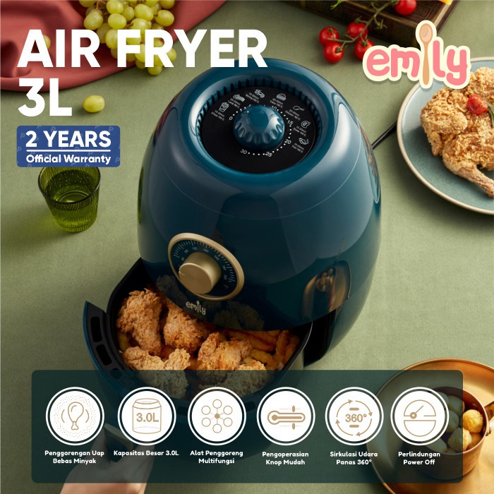 Emily EDAF-17201 Air Fryer 3L | Alat Goreng Tanpa Minyak 3L