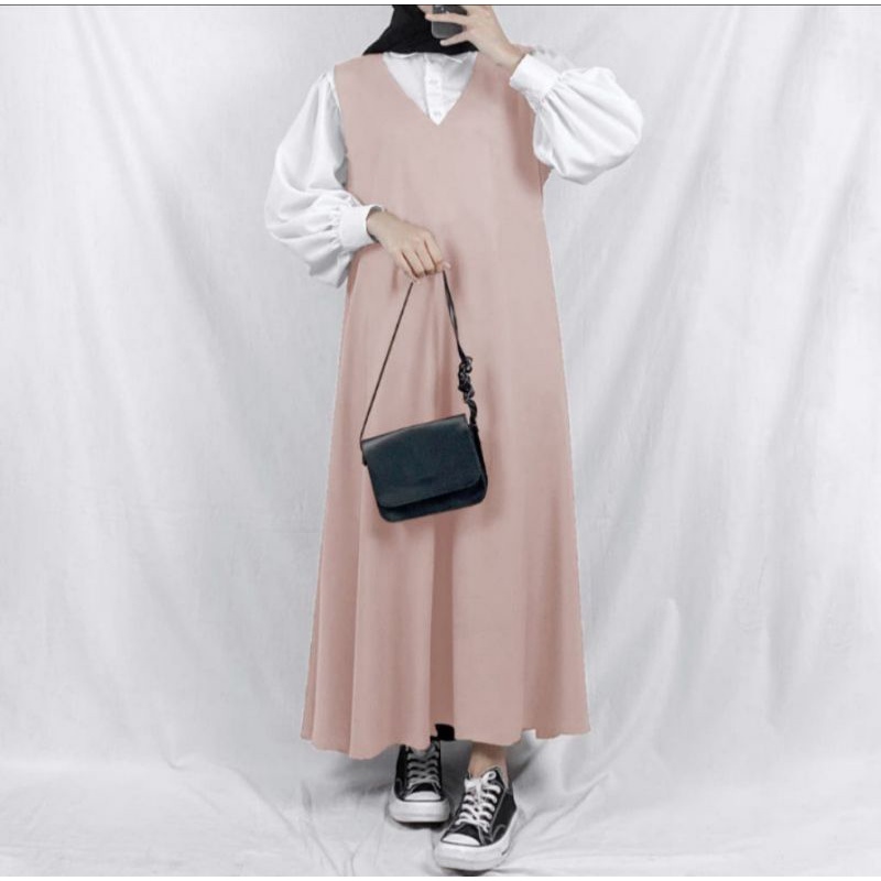 BISA COD INNER LONG DRESS KERAH V