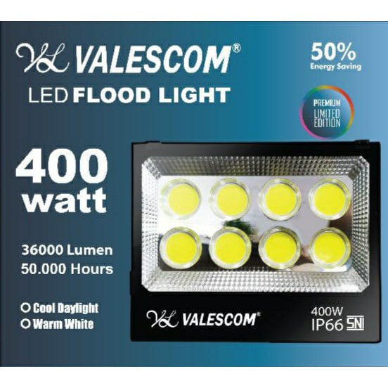 Lampu LED Tembak COB Valescom 50,100,200,300 &amp; 400 Watt ip66 SUPER BRIGHT