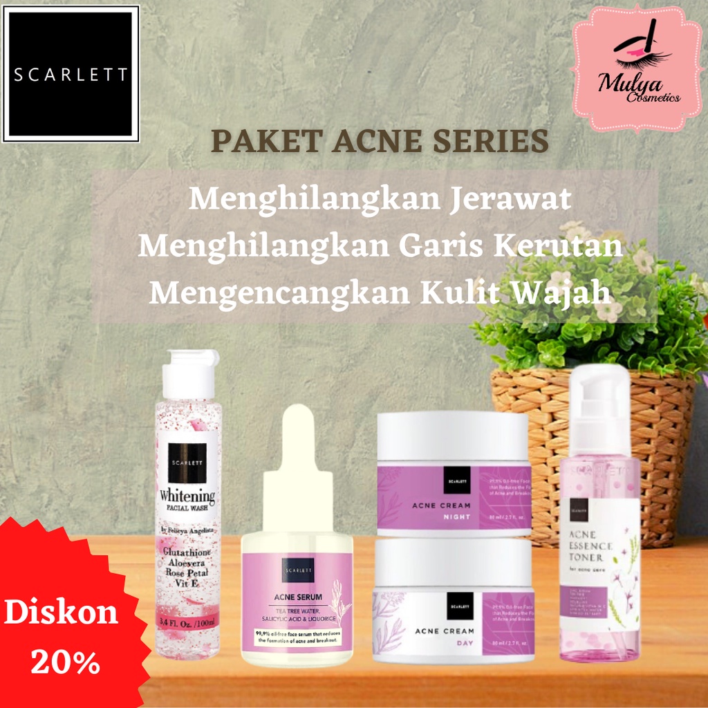 [TERMURAH!!!]SCARLETT PAKET ACNE SERIES LENGKAP | MENGHILANGKAN JERAWAT DAN MENCERAHKAN KULIT WAJAH | ISI 5 PCS