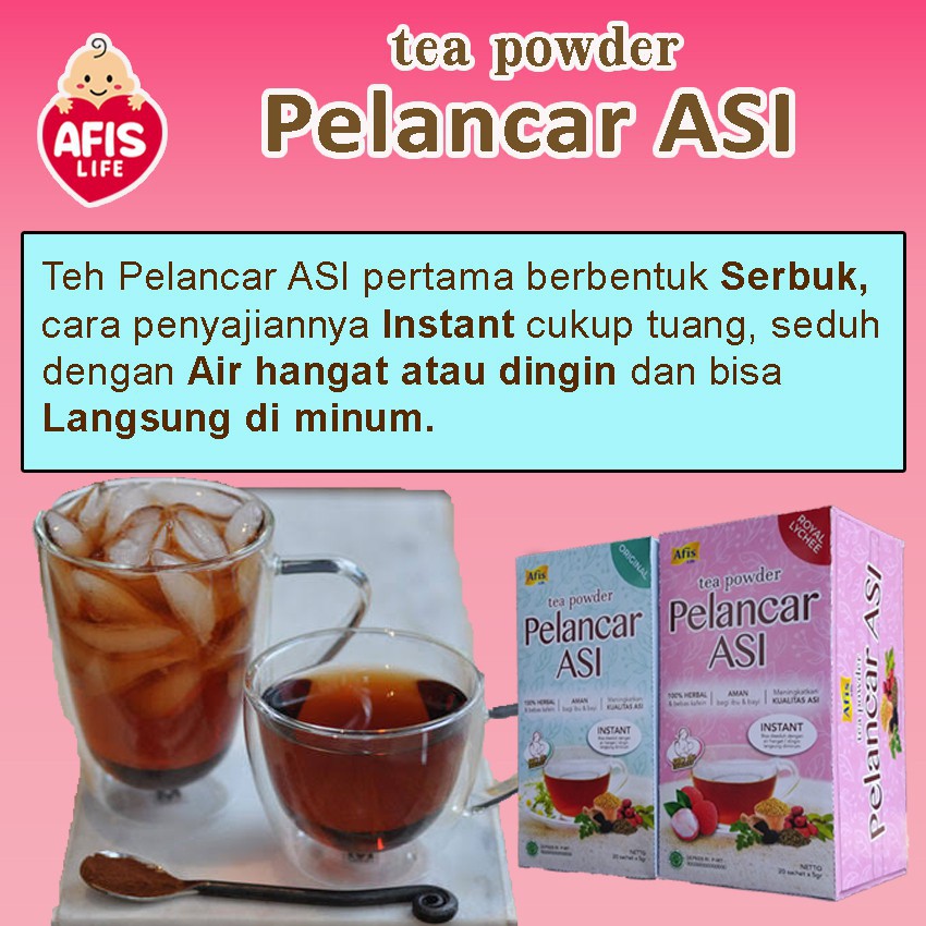 Teh Pelancar Asi Booster 100% Herbal Instant | Afis Life Tea 20 Sachet